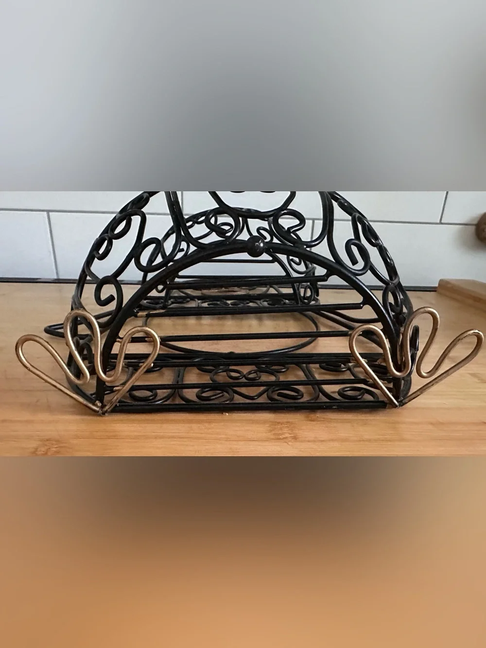 Penguin Black & Gold Two-Tier Fruit & Snack Basket